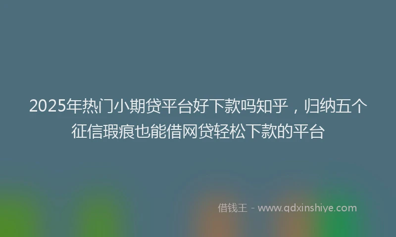 2025年热门小期贷平台好下款吗知乎，归纳五个征信瑕疵也能借网贷轻松下款的平台