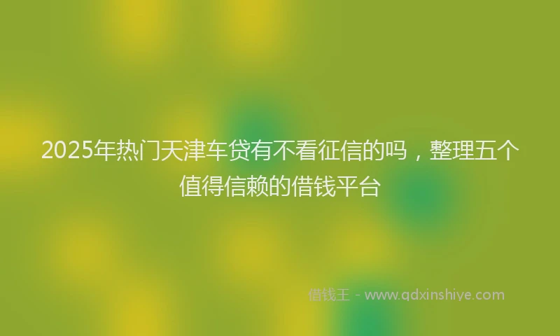 2025年热门天津车贷有不看征信的吗，整理五个值得信赖的借钱平台