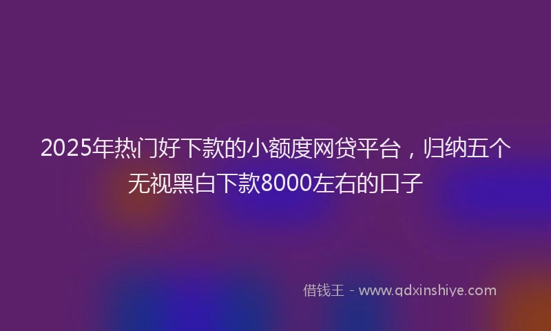 2025年热门好下款的小额度网贷平台，归纳五个无视黑白下款8000左右的口子