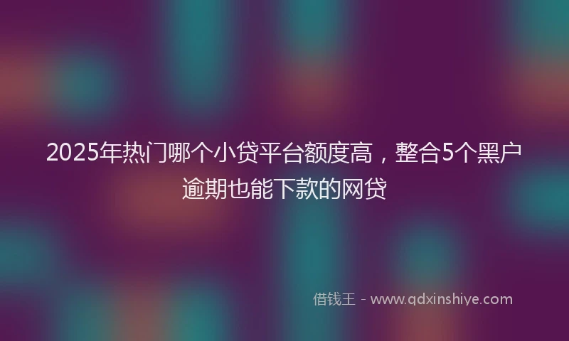 2025年热门哪个小贷平台额度高，整合5个黑户逾期也能下款的网贷