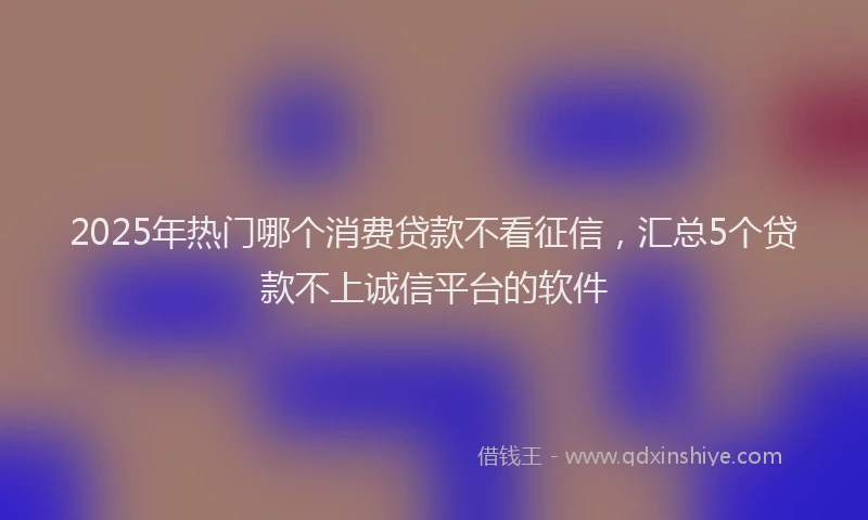 2025年热门哪个消费贷款不看征信，汇总5个贷款不上诚信平台的软件