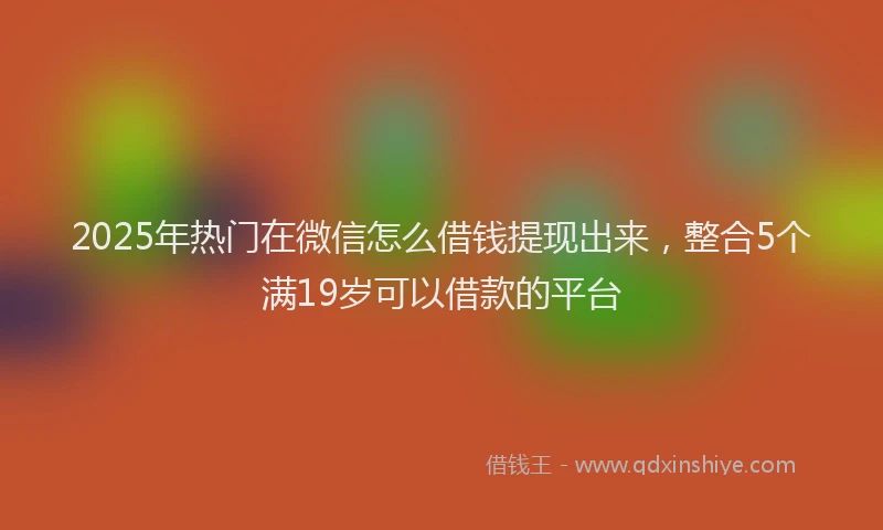2025年热门在微信怎么借钱提现出来，整合5个满19岁可以借款的平台