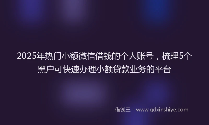 2025年热门小额微信借钱的个人账号，梳理5个黑户可快速办理小额贷款业务的平台