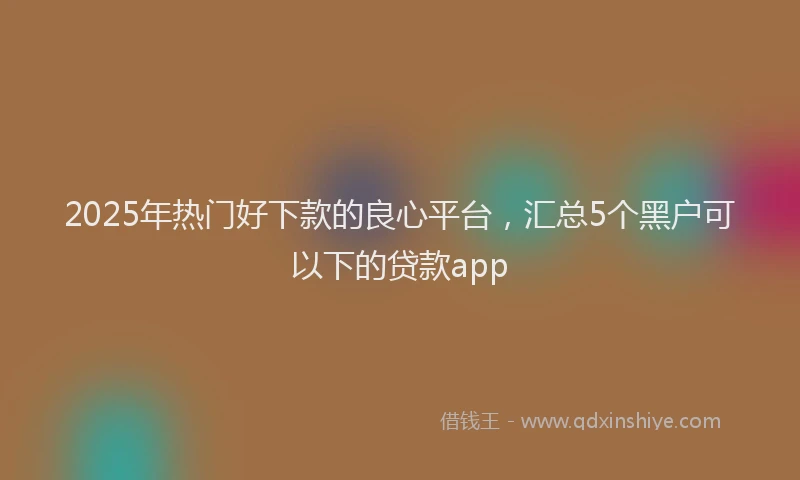 2025年热门好下款的良心平台，汇总5个黑户可以下的贷款app