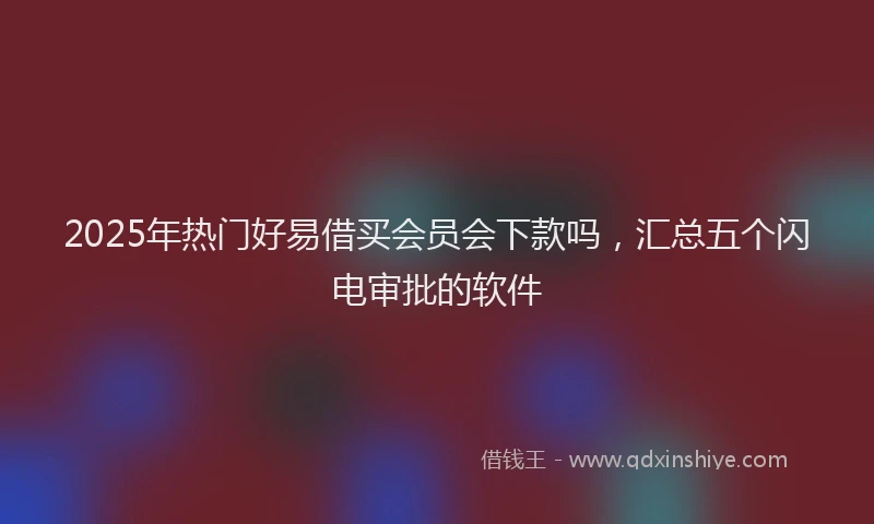 2025年热门好易借买会员会下款吗，汇总五个闪电审批的软件