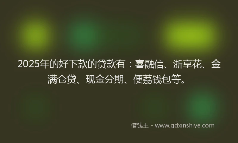 2025年的好下款的贷款有：喜融信、浙享花、金满仓贷、现金分期、便荔钱包等。