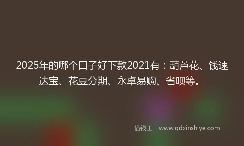 2025年的哪个口子好下款2021有：葫芦花、钱速达宝、花豆分期、永卓易购、省呗等。