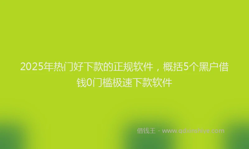 2025年热门好下款的正规软件，概括5个黑户借钱0门槛极速下款软件