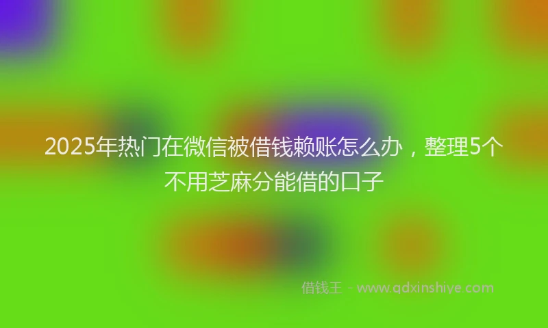 2025年热门在微信被借钱赖账怎么办，整理5个不用芝麻分能借的口子