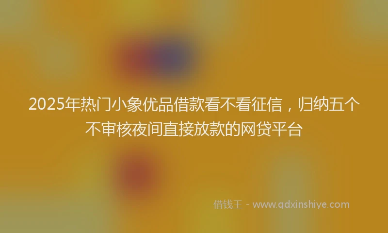 2025年热门小象优品借款看不看征信，归纳五个不审核夜间直接放款的网贷平台