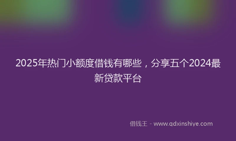2025年热门小额度借钱有哪些，分享五个2024最新贷款平台