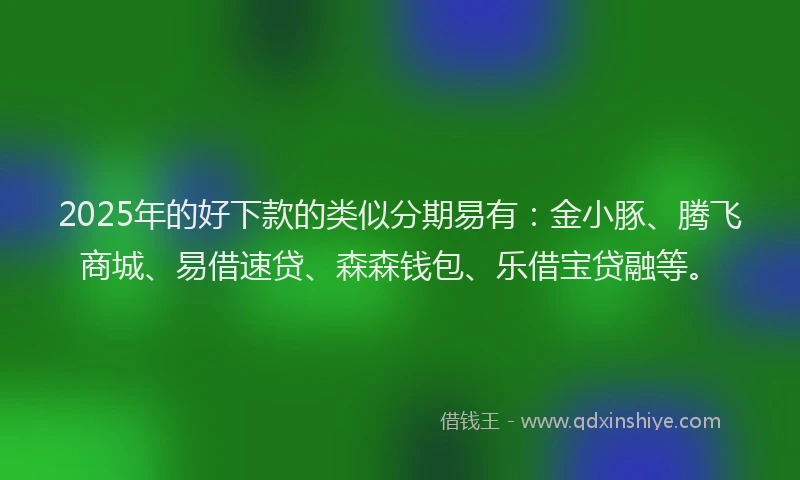 2025年的好下款的类似分期易有：金小豚、腾飞商城、易借速贷、森森钱包、乐借宝贷融等。