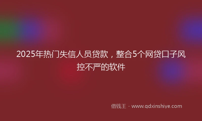 2025年热门失信人员贷款，整合5个网贷口子风控不严的软件