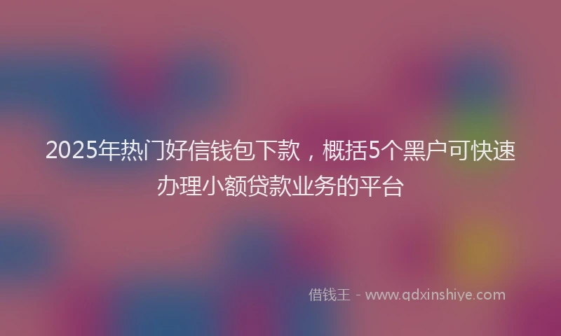 2025年热门好信钱包下款，概括5个黑户可快速办理小额贷款业务的平台