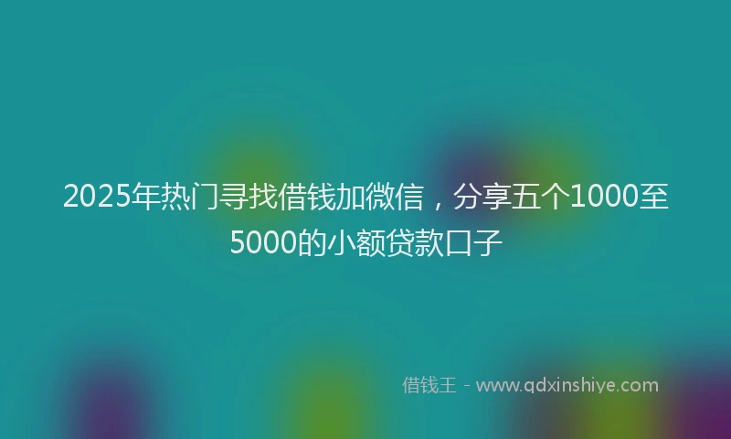 2025年热门寻找借钱加微信，分享五个1000至5000的小额贷款口子