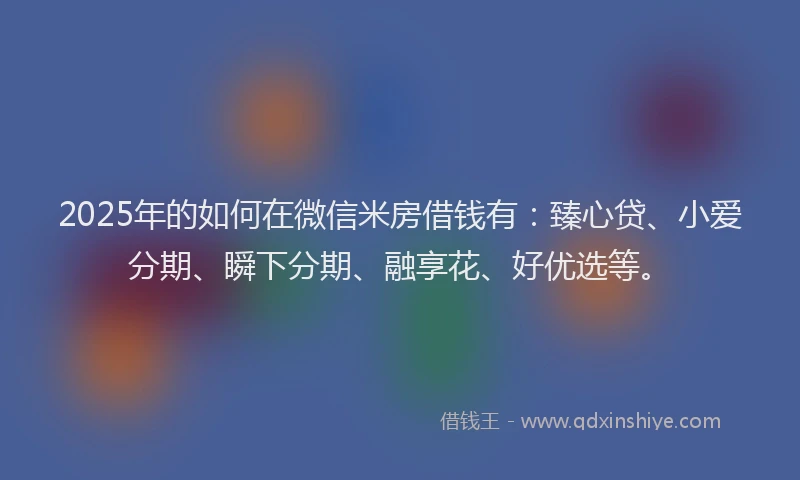 2025年的如何在微信米房借钱有：臻心贷、小爱分期、瞬下分期、融享花、好优选等。