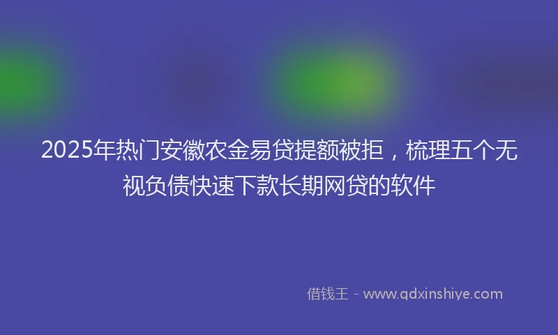 2025年热门安徽农金易贷提额被拒，梳理五个无视负债快速下款长期网贷的软件