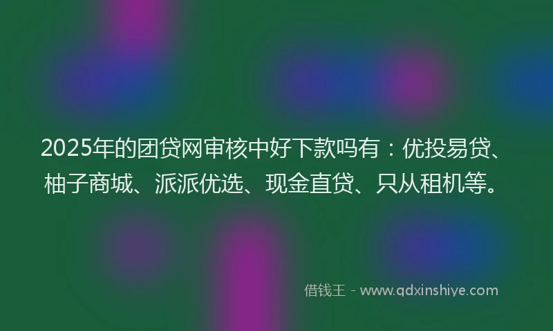 2025年的团贷网审核中好下款吗有：优投易贷、柚子商城、派派优选、现金直贷、只从租机等。