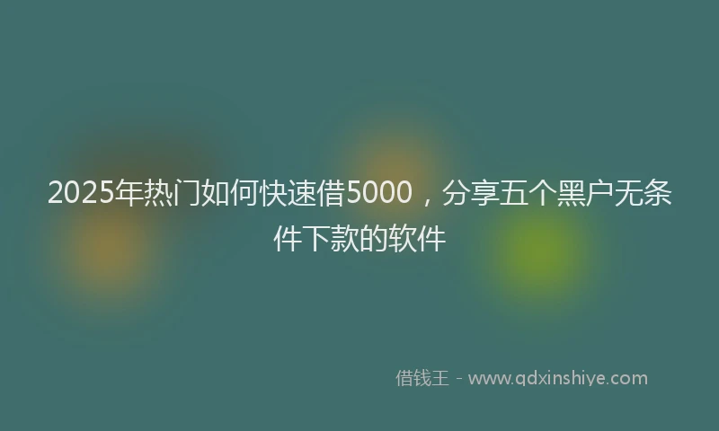 2025年热门如何快速借5000，分享五个黑户无条件下款的软件