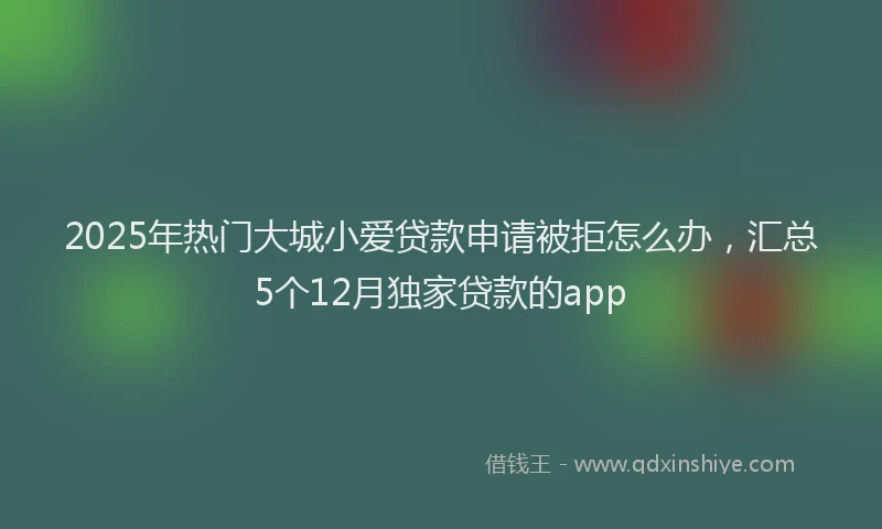 2025年热门大城小爱贷款申请被拒怎么办，汇总5个12月独家贷款的app