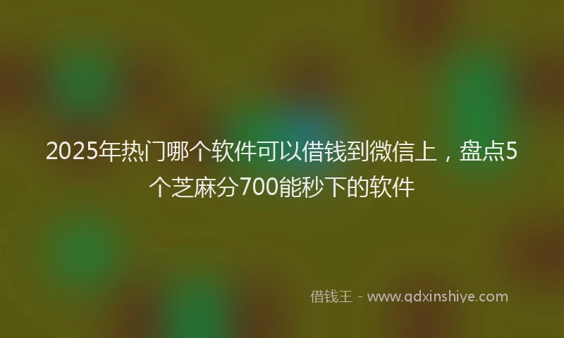 2025年热门哪个软件可以借钱到微信上，盘点5个芝麻分700能秒下的软件