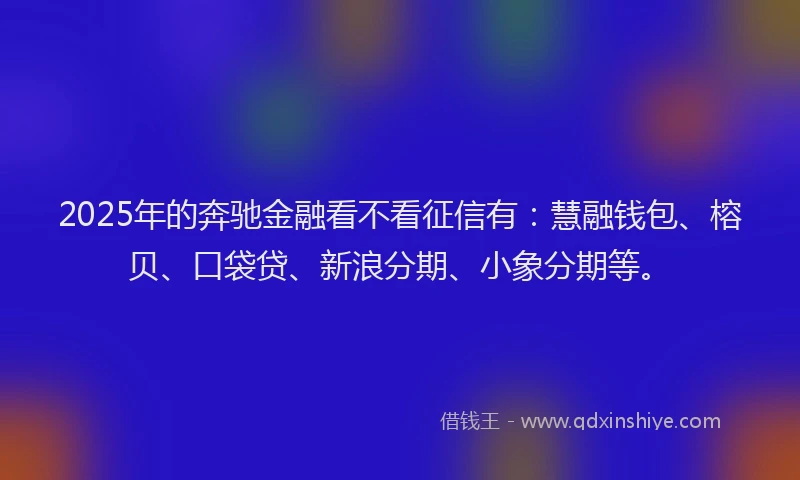 2025年的奔驰金融看不看征信有：慧融钱包、榕贝、口袋贷、新浪分期、小象分期等。