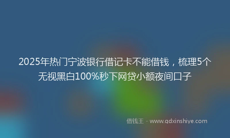 2025年热门宁波银行借记卡不能借钱，梳理5个无视黑白100%秒下网贷小额夜间口子