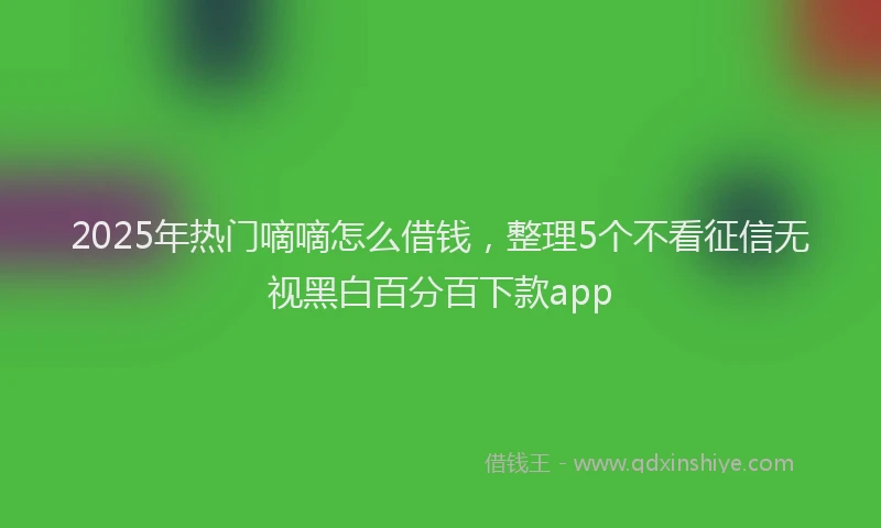 2025年热门嘀嘀怎么借钱，整理5个不看征信无视黑白百分百下款app