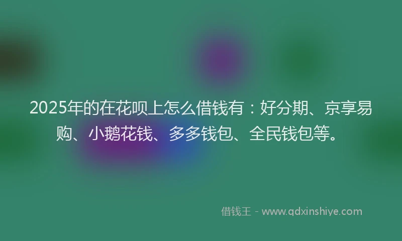 2025年的在花呗上怎么借钱有：好分期、京享易购、小鹅花钱、多多钱包、全民钱包等。