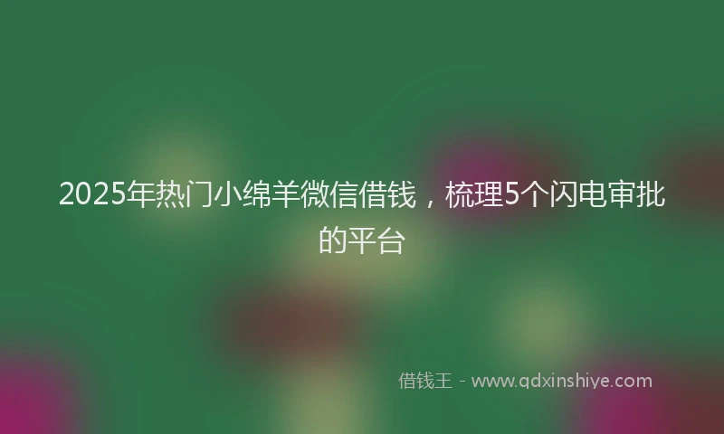 2025年热门小绵羊微信借钱，梳理5个闪电审批的平台