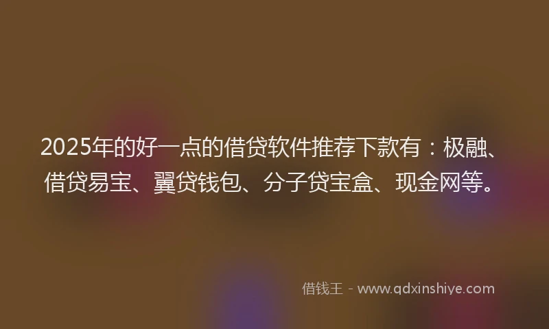 2025年的好一点的借贷软件推荐下款有：极融、借贷易宝、翼贷钱包、分子贷宝盒、现金网等。