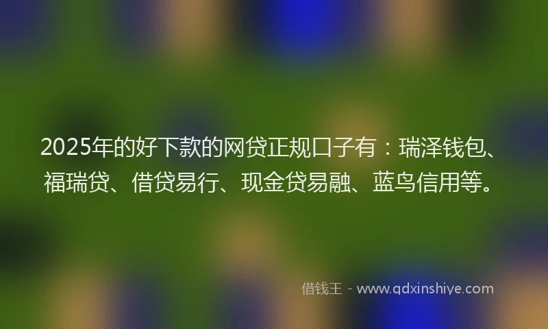 2025年的好下款的网贷正规口子有：瑞泽钱包、福瑞贷、借贷易行、现金贷易融、蓝鸟信用等。