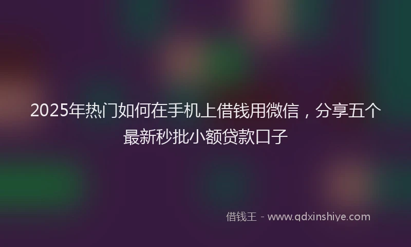 2025年热门如何在手机上借钱用微信，分享五个最新秒批小额贷款口子