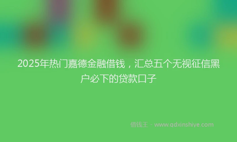 2025年热门嘉德金融借钱，汇总五个无视征信黑户必下的贷款口子