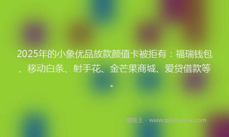 2025年的小象优品放款颜值卡被拒有：福瑞钱包、移动白条、射手花、金芒果商城、爱贷借款等。