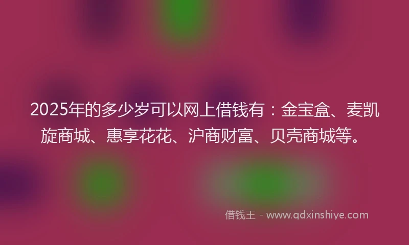 2025年的多少岁可以网上借钱有：金宝盒、麦凯旋商城、惠享花花、沪商财富、贝壳商城等。
