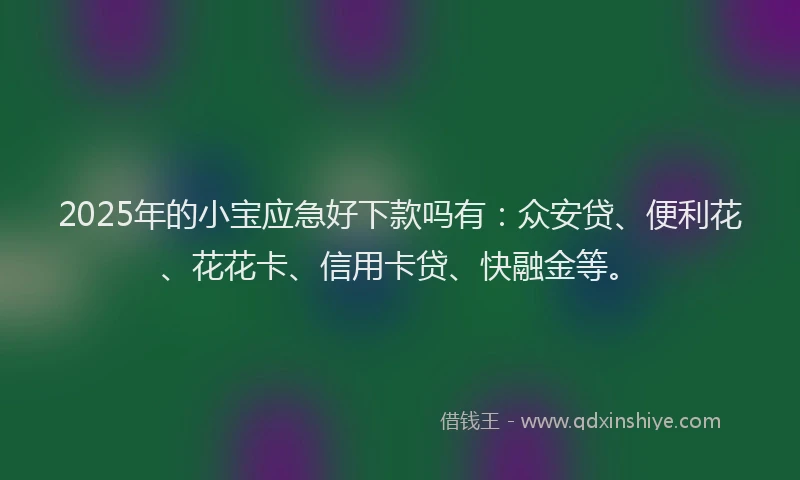 2025年的小宝应急好下款吗有：众安贷、便利花、花花卡、信用卡贷、快融金等。
