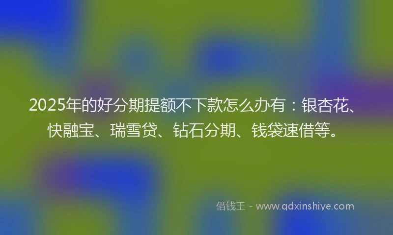 2025年的好分期提额不下款怎么办有：银杏花、快融宝、瑞雪贷、钻石分期、钱袋速借等。