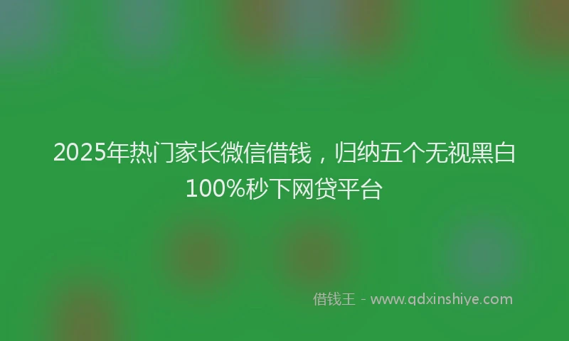 2025年热门家长微信借钱，归纳五个无视黑白100%秒下网贷平台