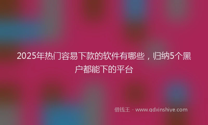 2025年热门容易下款的软件有哪些，归纳5个黑户都能下的平台