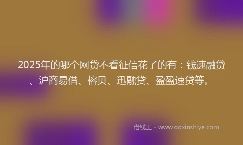 2025年的哪个网贷不看征信花了的有：钱速融贷、沪商易借、榕贝、迅融贷、盈盈速贷等。