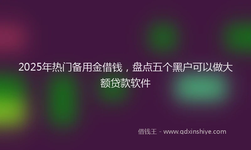 2025年热门备用金借钱，盘点五个黑户可以做大额贷款软件
