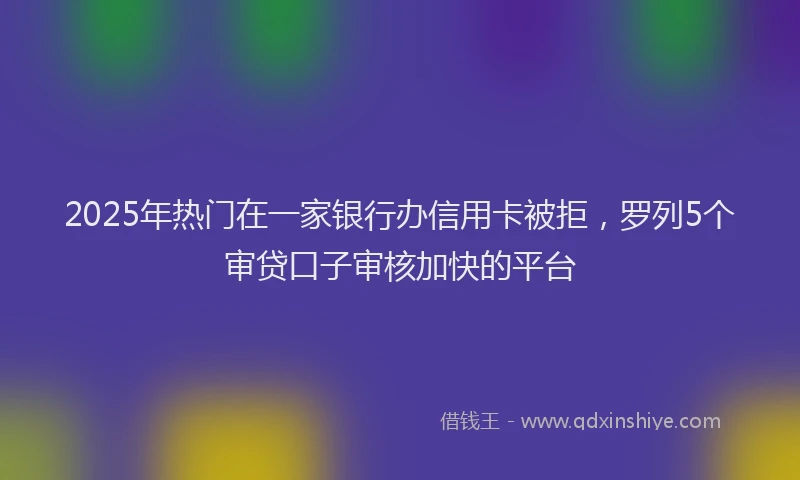 2025年热门在一家银行办信用卡被拒，罗列5个审贷口子审核加快的平台