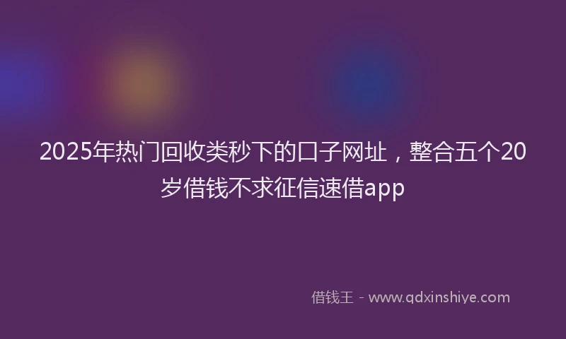 2025年热门回收类秒下的口子网址，整合五个20岁借钱不求征信速借app