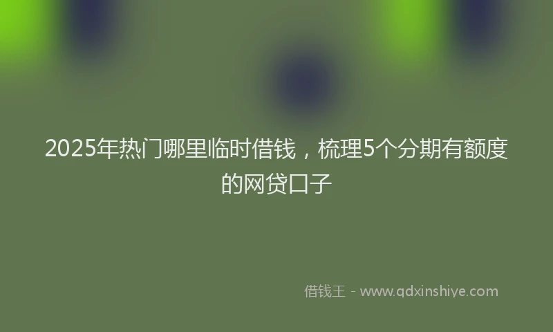 2025年热门哪里临时借钱，梳理5个分期有额度的网贷口子