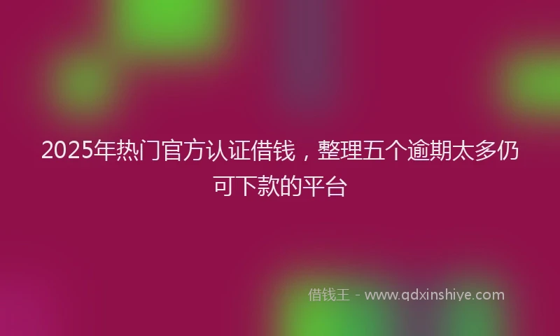 2025年热门官方认证借钱，整理五个逾期太多仍可下款的平台