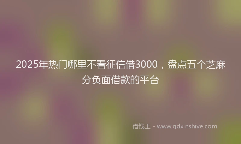 2025年热门哪里不看征信借3000，盘点五个芝麻分负面借款的平台