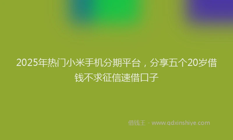 2025年热门小米手机分期平台，分享五个20岁借钱不求征信速借口子