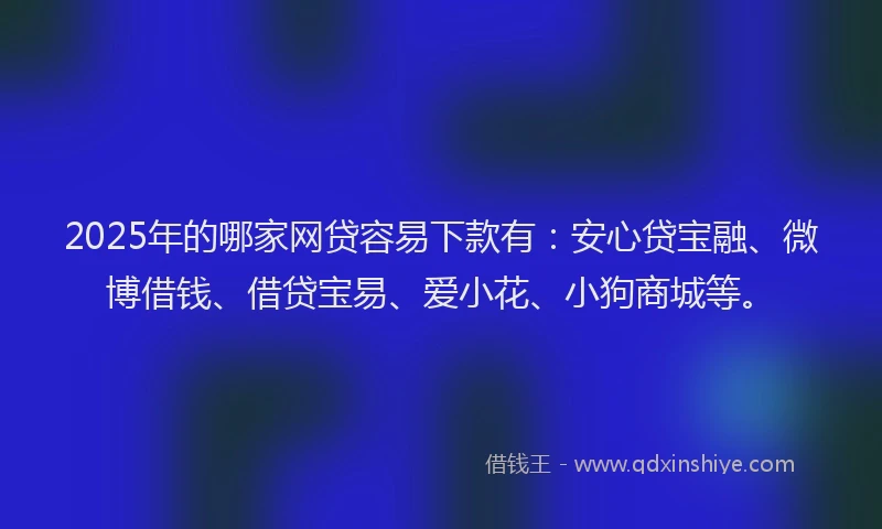 2025年的哪家网贷容易下款有：安心贷宝融、微博借钱、借贷宝易、爱小花、小狗商城等。