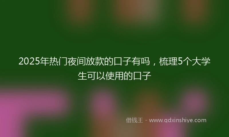 2025年热门夜间放款的口子有吗，梳理5个大学生可以使用的口子